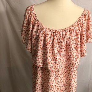 Colorful Torrid off shoulder ruffle top, size 0X.